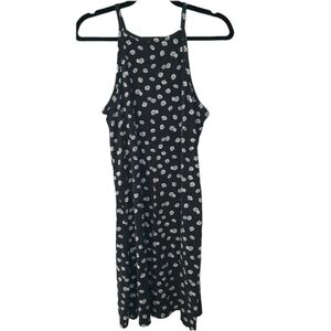 Pink Rose Dress Daisy print A-line pullover Spaghetti strap‎ Women's Size L